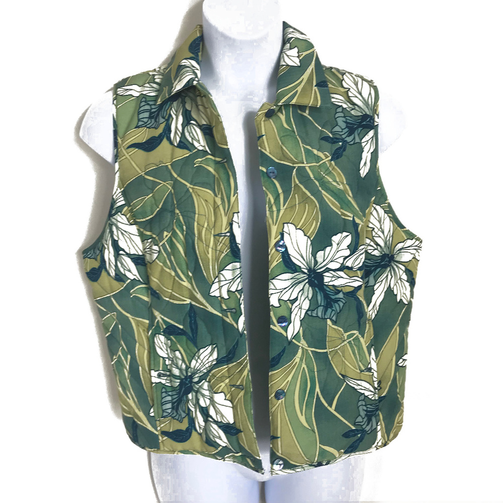 Tommy Bahama 100% Silk Palm Tree Quilted Vest